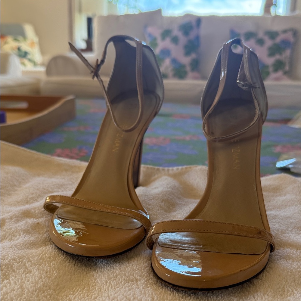 Stuart Weitzman Tan Ankle Strap Heels - Picture 8 of 10